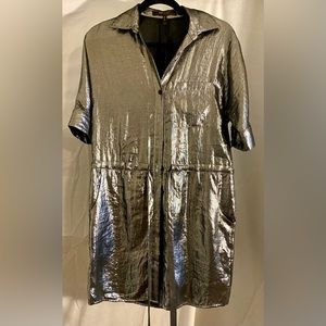 BCBG metallic button up dress